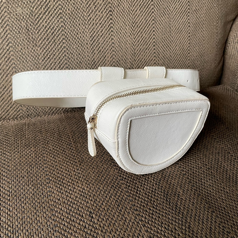 White Belt Bag, Adjustable 26” - 32”